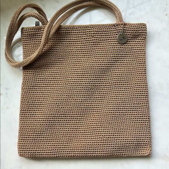 The Sak Tan Shoulder Bag with Crochet Texture - Picture 1 of 7